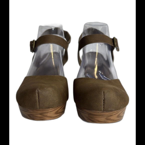 Pierre Dumas Shoes Womens Size 8.5 Brown Mary Jane Block Heel Faux Wood platform - Picture 4 of 10